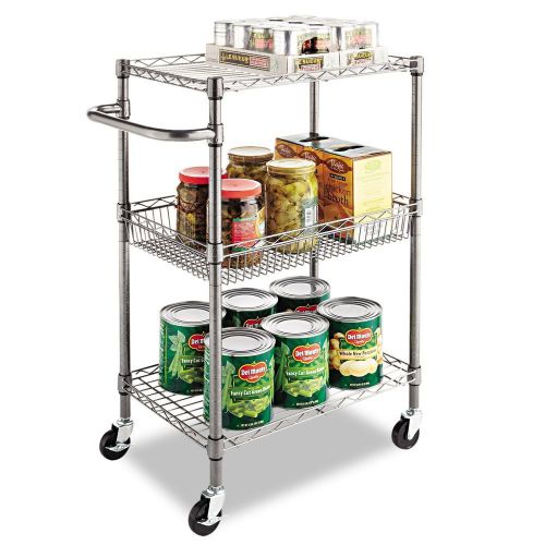 Alera Wire Mail Utility Cart Chrome Finish Office Hand Truck Moving Trolley