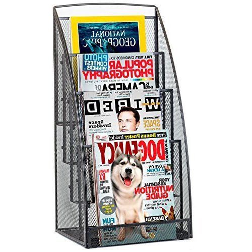 Halter steel mesh magazine rack / literature rack - 4 pocket - black for sale