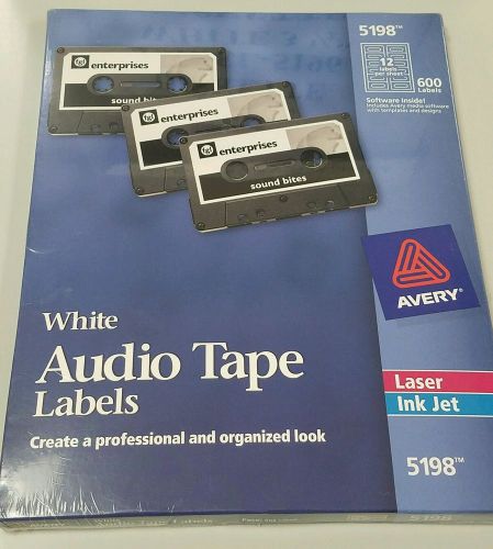 Avery 5998 White Audio Tape labels 600 Tape Labels New sealed Package