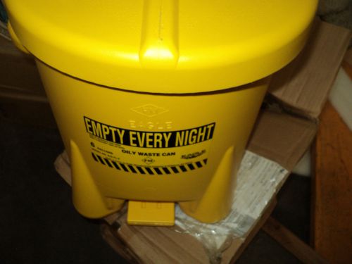 Eagle 933fly yellow polyethylene oily waste can, 6 gal. capacity, foot operated for sale