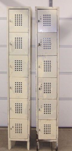 Lot of 2 Vintage vented 6 door school industrial steampunk metal storage lockers