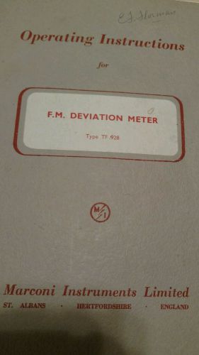 MARCONI FM type TF-928 DEVIATION METER  INSTRUCTION MANUAL