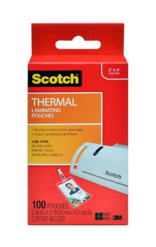 Scotch Thermal Laminating Pouches, 2.4 x 4.2-Inches, ID Badge without Clip, 100-