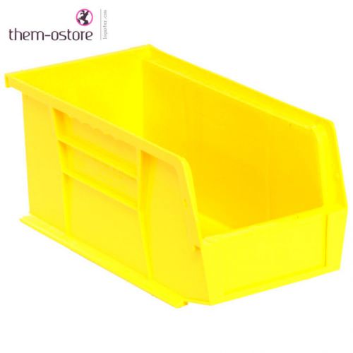 Stackable Extra Thick Plastic Storage Bin Parts Yellow Shop Garage Utility 12 Pk