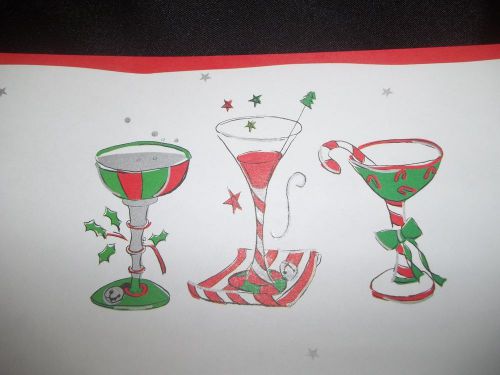 Holiday COCKTAIL  Designer Stationary Paper 13 sheets, 8.5&#034;x11&#034;, BNIP