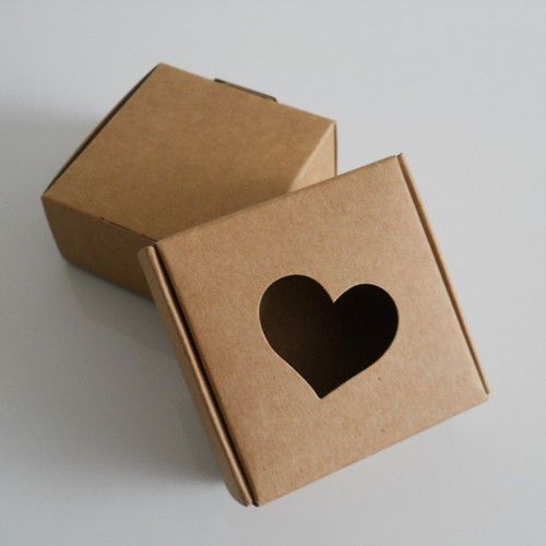 Jewelry Candy Boxes Kraft Paper Gifts Handmade Soap Packaging Boxes Heart Hollow