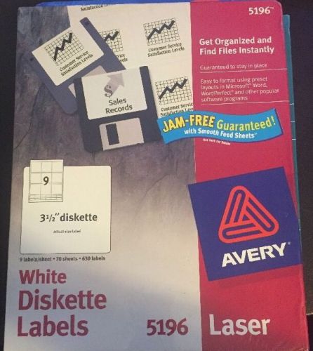 Avery Permanent 3-1/2&#034; Diskette Laser/Inkjet Labels 5196, Box of 630 Labels