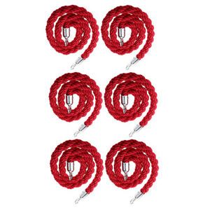 6Pcs 59 Inches Twisted Barrier Rope Queue Crowd Control for Posts Stands Red