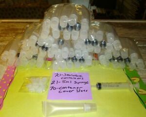 21-5ml Disposable Plastic Syringe, 70 Sealable Containers, 70 Storage Caps