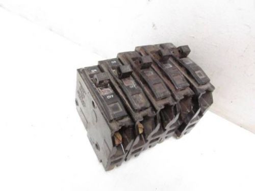 Lot of 5 Square D Type QOB Electrical Circuit Breakers 15, 20 &amp; 30 Amp