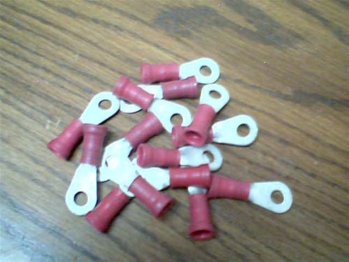 LOT OF 15 NEW VINTAGE AMPLI-BOND 1/4 STUD 8 AWG INSULATED RING LUGS Terminals
