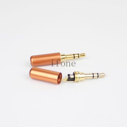 New 3.5mm 3 pole male repair headphone jack plug metal audio soldering orange for sale