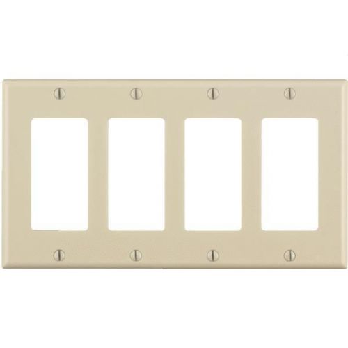 Leviton 011-80412-oot 4-gang decorator wall plate-lt alm gfi wallplate for sale