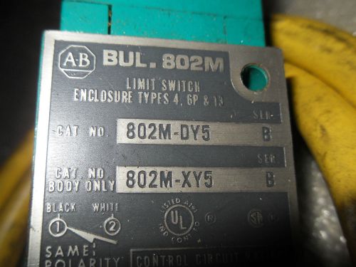 (Y6-2) 1 USED ALLEN BRADLEY 802M-DY5 SER B LIMIT SWITCH