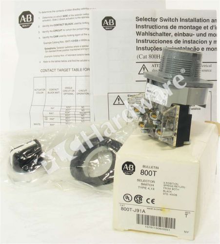 New allen bradley 800t-j91a /t 3-position selector switch white 30.5mm qty for sale