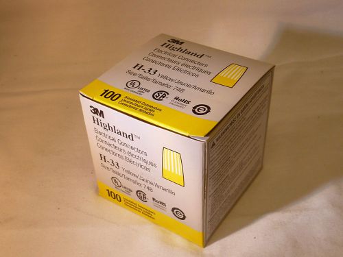 (100) 3M HIGHLAND ELECTRICAL INSULATED CONNECTORS WIRE NUTS H-33 YELLOW SIZE 74B