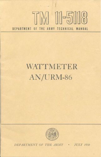 Original AN/URM-86 Wattmeter Manual  TM-11-5118