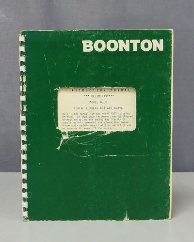 Boonton RF Microwattmeter Model 4200 S/N 890 &amp; Below Instruction Manual