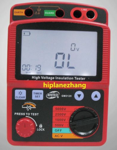 High Voltage 5KV Insulation Resistance Tester Meter Megger 1T Ohm DAR PI GM3125