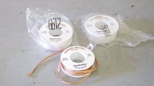 3 ROLLS SOLDER WICK ROSIN SIZE#5 25 FT. CHEMTRONICS 50-5-25 FREE SHIPPING