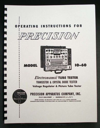 Precision Tube Tester 10-60 Operating Instructions