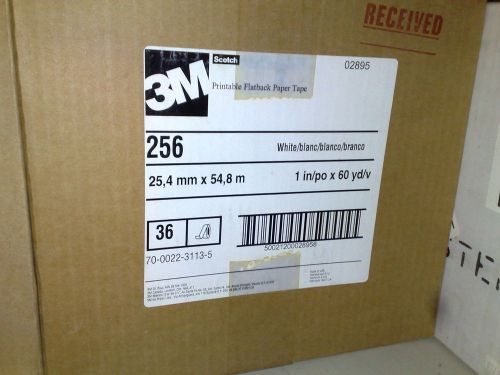 3M PRINTABLE FLATBACK PAPER TAPE #256, 1 INCH X 60 YARDS  36 rolls