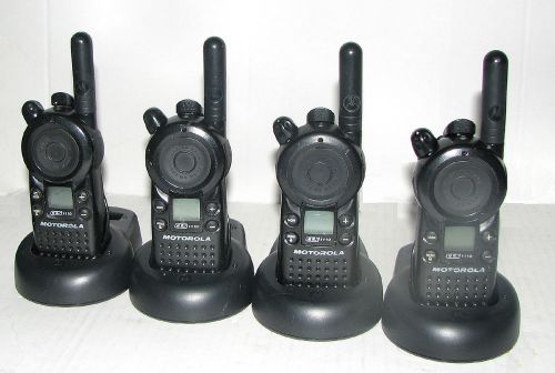 4 motorola cls1110 uhf 2-way radios with drop-in chargers : very good condition for sale
