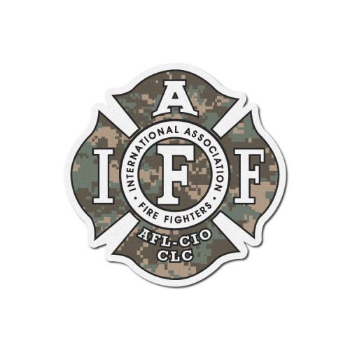 4&#034; iaff reflective firefighter sticker fire decals - digital camo for sale