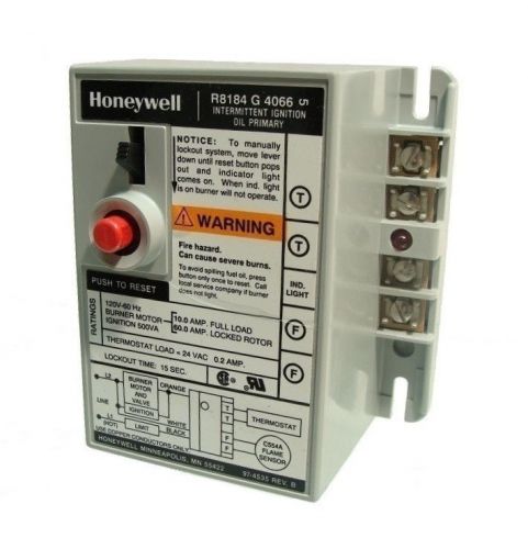 Honeywell r8184g4066 protectorelay oil burner control (15-sec timing) for sale