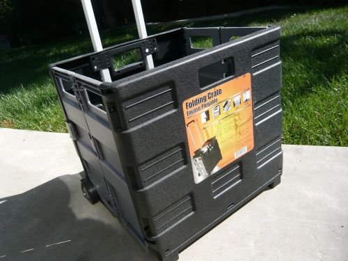 2 Wheel Rolling Folding File Carrier Crate Bin Telescoping Handle
