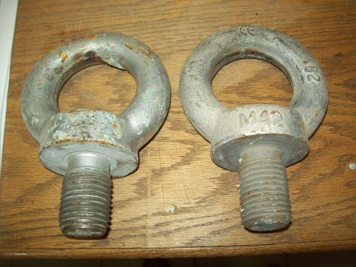 EXTRA LARGE HUGE INDUSTRIAL EYE BOLT 9&#034; LONG 3&#034;  VULCAN LOT OF 2 1 1/2&#034; M42 C15