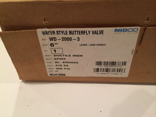 Nibco wafer style butterfly valve 6&#034; lever lock handle nlh100k wd-2000-3 for sale