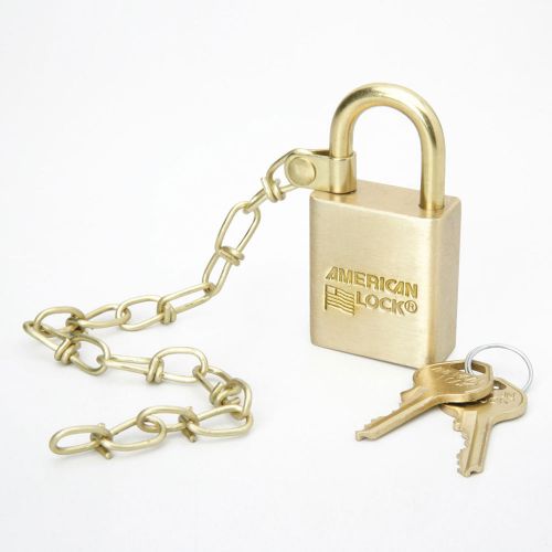 Skilcraft skilcraft solid brass case padlock w/chain - keyed (nsn5881819) for sale