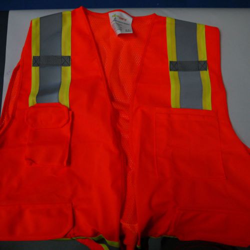 Liberty hivizgard polyester mesh fabric class 2 surveyor vest with 2&#034; wide silve for sale