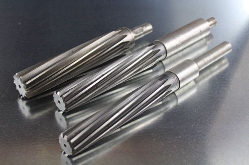 W&amp;b chucking reamer lot of 3 reduced shank hss 1-3/16&#034; to 1-1/2&#034; spiral flute for sale