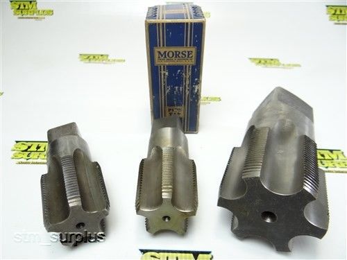 Nice lot of 3 hss pipe taps 1-1/4&#034;-11-1/2 npt to 2-1/2&#034;-12 npt morse for sale