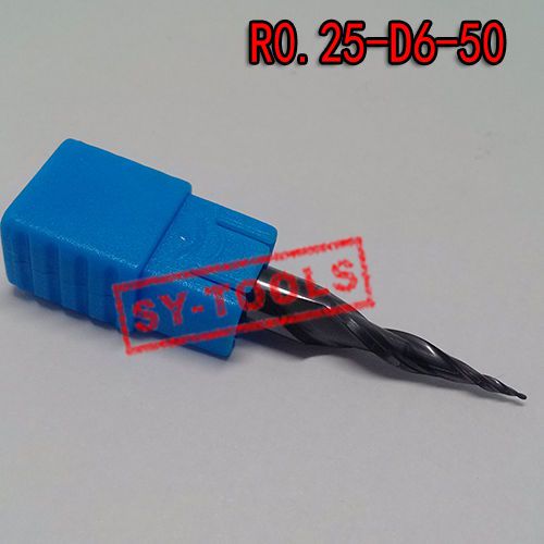 1pc r0.25*d6*20*50 solid carbide tapered ball nose end mill coating tialn hrc55 for sale