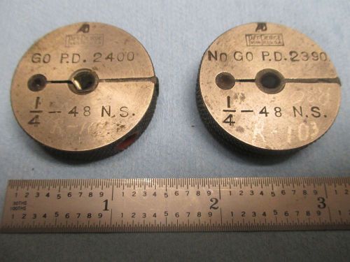1/4 48 NS THREAD RING GAGE GO NO GO .250 P.D.&#039;S = .2390 &amp; .2400 TOOLS INSPECTION