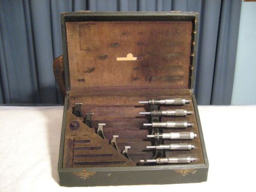 Vintage brown &amp; sharpe 0 - 6&#034; micrometer set with box &#034;look&#034; for sale