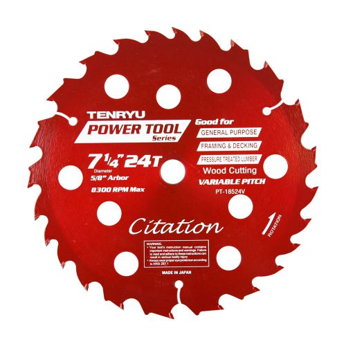 Tenryu pt-18524v 7-1/4-in 24t general purpose citation saw blade, 5/8-inch arbor for sale