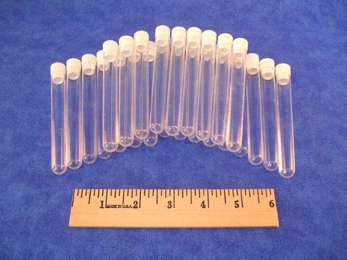SEOH 13 X 100mm Plastic Test Tubes with Caps 25 Pack New