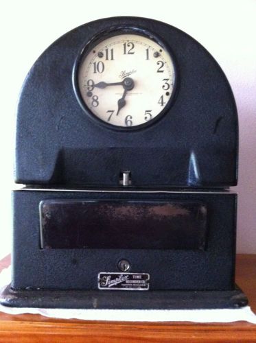 Vintage Simplex Time Clock Recorder -Steel Body, Includes Ribbon, New Key &amp; Cord