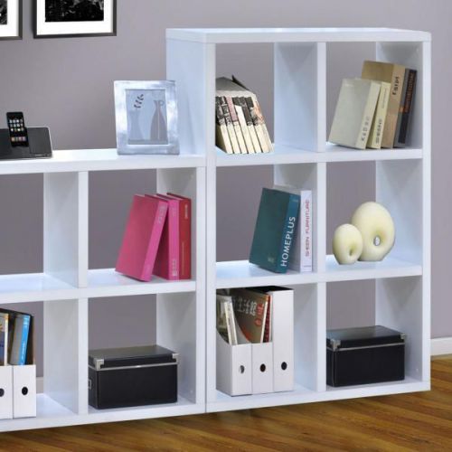 6 Cube White Shelf L77 x W29 x H114cm for books, DVDs, office supplies New