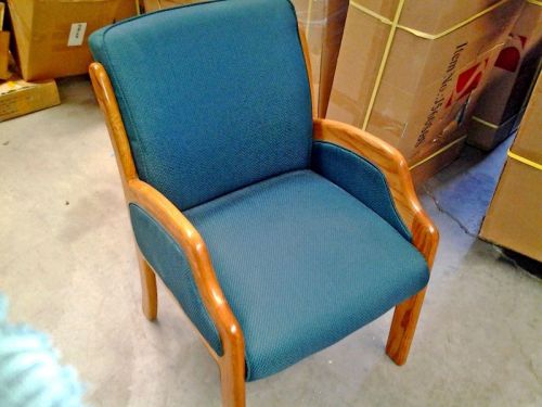 Lot of (9) - (basil) green with wood trim medium size waiting room/ side chairs for sale