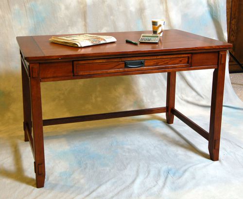 Rustic Medium Oak Mission Style Student Office Computer Desk Writing Table