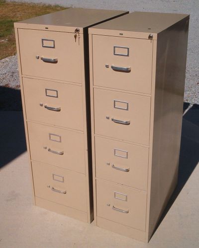 **Two HON 4 Drawer 26 &amp; 1/2&#034; Vertical Filing Cabinets with locks &amp; keys**