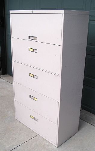 STEELCASE 5 DRAWER LATERAL FILE CABINET 36&#034; WIDE PUTTY