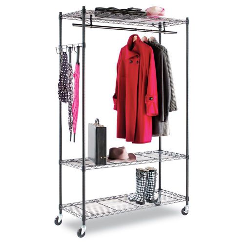 Alera wire shelving garment rack 48x18&#034; 3 shelves black - brand new item for sale