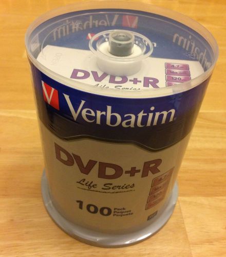 Verbatim Life Series DVD+R Spindle - 100 Pack, 16X, 4.7GB  - BRAND NEW SEALED