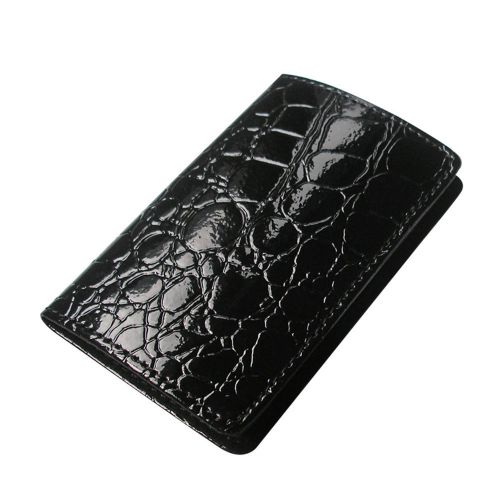 Black Croco leather bussiness Credit ID card holder organizer Case Vintage Gifts